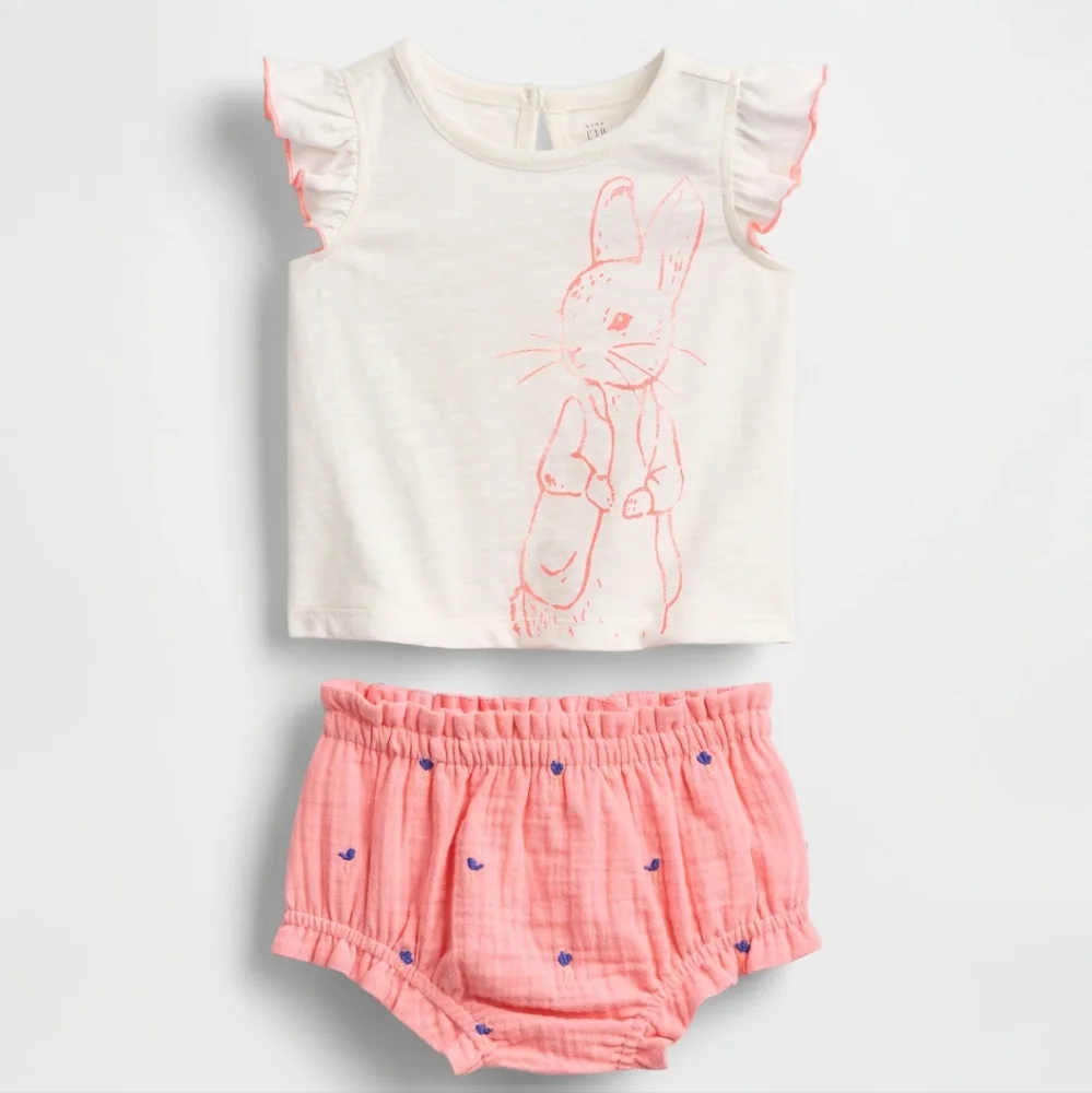 NWT Gap Baby Girl's Peter Rabbit T Shirt Outfit Set Size 6-12 M